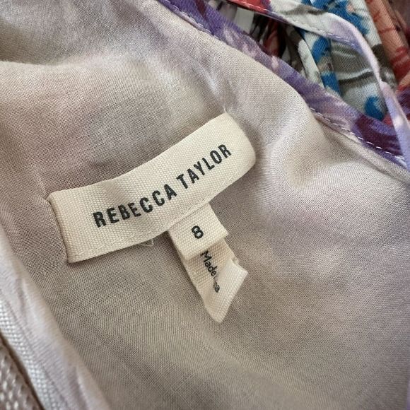 Rebecca Taylor Mixed Floral High-Neck Sleeveless Midi Dress Size 8 - Picture 8 of 9